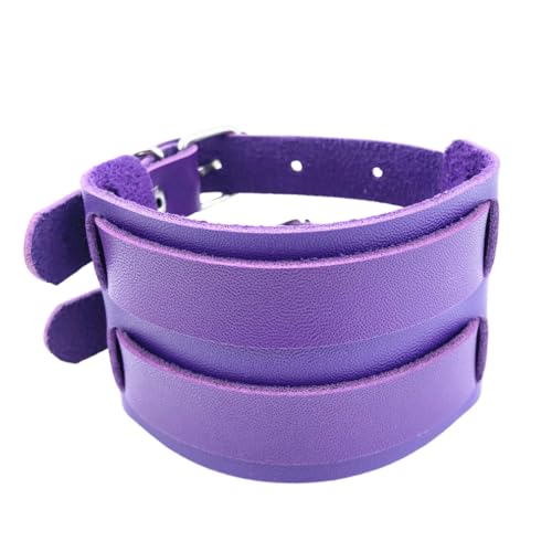 YAZILIND Geschenk für Männer Frauen Lederarmbänder Punk Gothic Personalisierte Einstellbare Breite Armreif Armband Hip Hop Schmuck (Lila) von YAZILIND