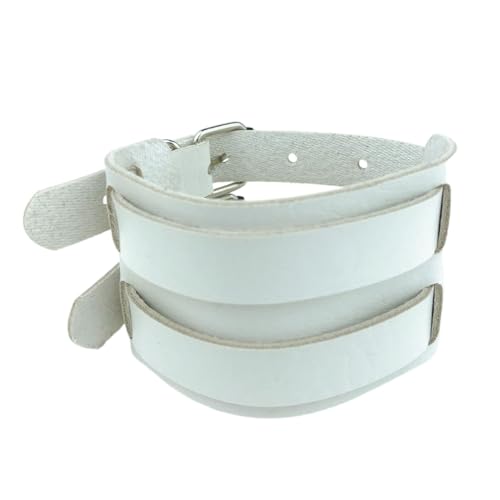 YAZILIND Geschenk für Männer Frauen Lederarmbänder Punk Gothic Personalisierte Einstellbare Breite Armreif Armband Hip Hop Schmuck (Weiß) von YAZILIND