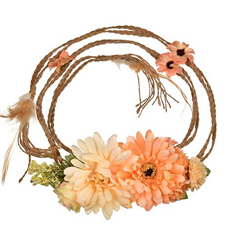 YAZILIND Handmade Tuch Blume Schärpe Hanfseil gewebt Gürtel für Hochzeit Brautkleid Gürtel Orange von YAZILIND