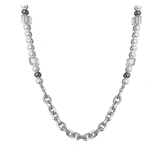 YAZILIND Kette Halskette Männer Süßwasser Perlen Strass Vintage Clavicle Zubehör Silber überzogen Hiphop Geschenk von YAZILIND