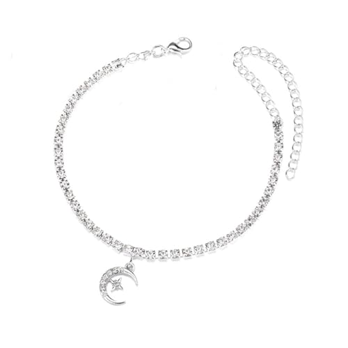 YAZILIND Knöchel Armbänder für Frauen Mädchen Schmuck Cubic Zirkonia Shining Moon Star Party Strand personalisierte verstellbare Größe Fuß Kette von YAZILIND