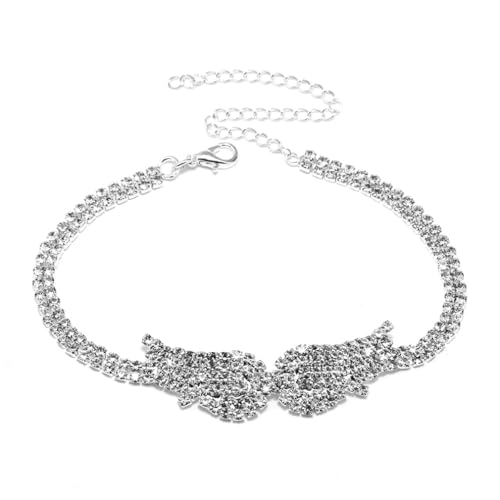 YAZILIND Knöchel Armbänder für Frauen Mädchen Schmuck Cubic Zirkonia Shining Wing Party Strand personalisierte verstellbare Größe Fuß Kette (Silber) von YAZILIND