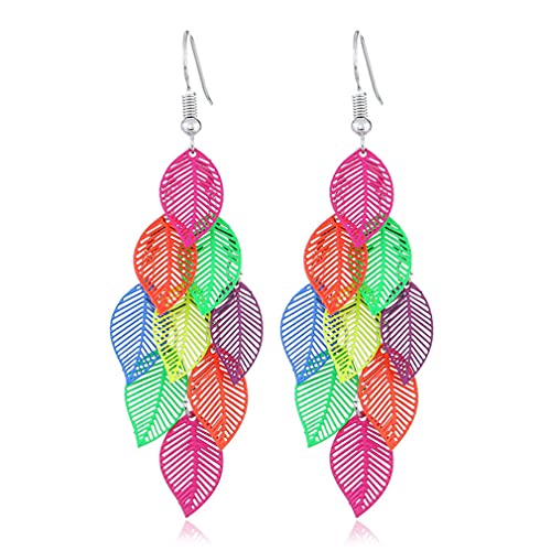 YAZILIND Kreative Funktion Edelstahl Hohles Design Multi-Element Ohrringe Täglicher Schmuck (Blatt #4) von YAZILIND