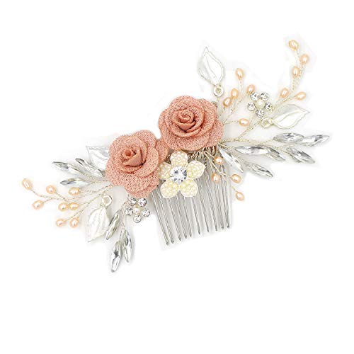YAZILIND Kristall Hochzeit Elegante Tuch Blume Perlen Haar Kamm Brautschmuck Haarschmuck von YAZILIND