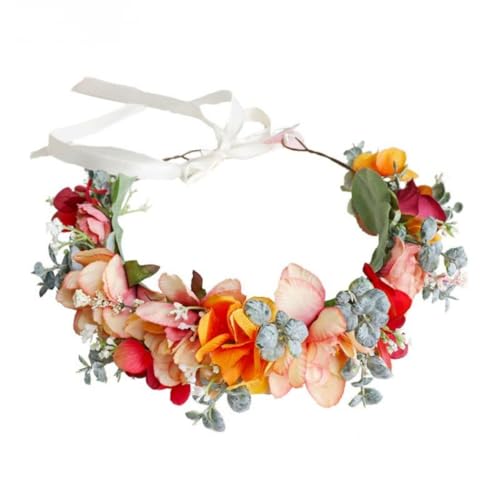 YAZILIND Lebendige Künstliche Blume Krone Stirnband – Handmade Multicolor-Blumen-Kranz mit justierbarem Band – Boho-Festival, Hochzeit oder Party Haar Zubehör von YAZILIND
