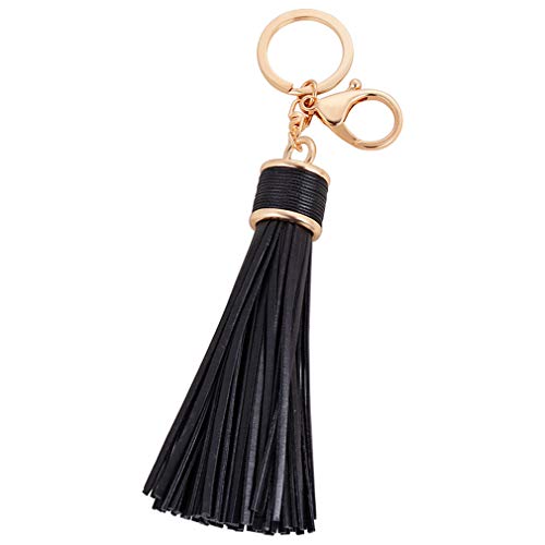 YAZILIND Leder Quaste Frauen KeyRing Geschenk Freundin Beste Freundin Mutter Schwester Handtasche Charme Schlüsselring Dame Anhänger Schwarz von YAZILIND