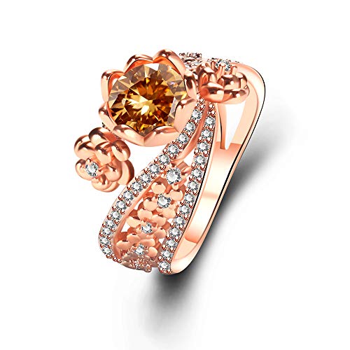 YAZILIND Luxus Zirkonia Ringe Farbe Rotgold eingelegten Strass Engagement Anniversary Schmuck für Frauen (16,6) von YAZILIND