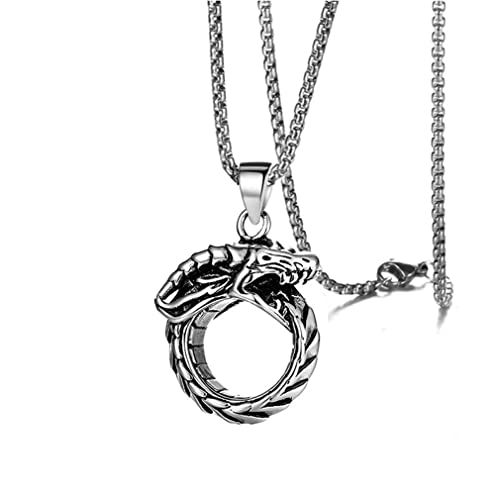 YAZILIND Männer Anhänger Halskette Echse Vintage Charm Zubehör 18K vergoldet Hiphop Geburtstag Geschenk (Silber) von YAZILIND