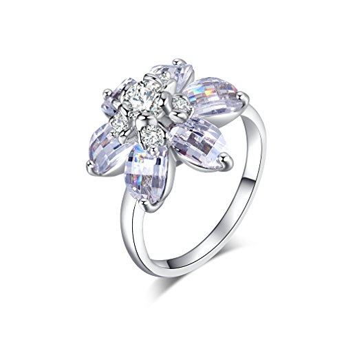 YAZILIND Modeschmuck Große Blütenblätter Zirkonoxid Platin überzogene Jäten Ringe Größe 18.8 von YAZILIND