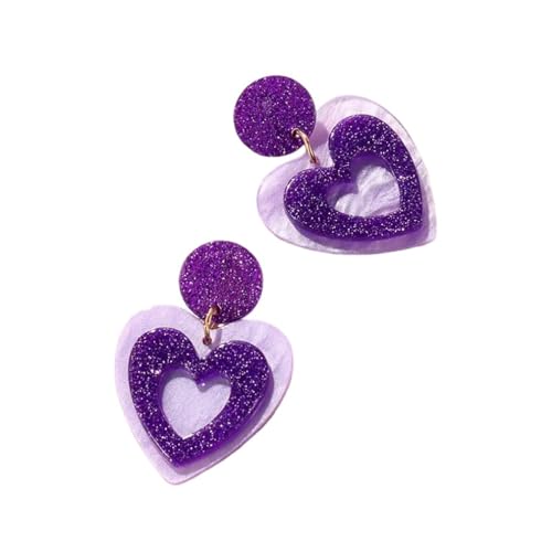 YAZILIND Ohrringe für Frauen Herz Jahrestag Valentinstag Geschenk Tropfen baumeln hypoallergene Erklärung (lila) von YAZILIND