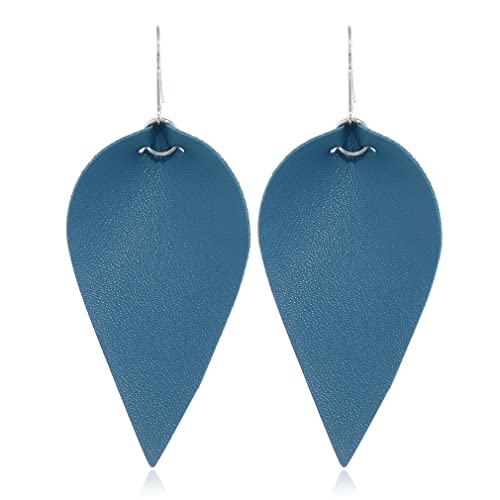 YAZILIND Ohrringe mit Haken Leder Wassertropfen personalisierbar Vintage für Damen Schmuck (Blau) von YAZILIND