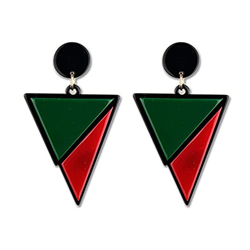 YAZILIND Persönlichkeit Ohrringe Acryl Dreieck Form Anhänger Baumeln Ohrring Nachtclub Schmuck für Frauen (Grün + Rot) von YAZILIND