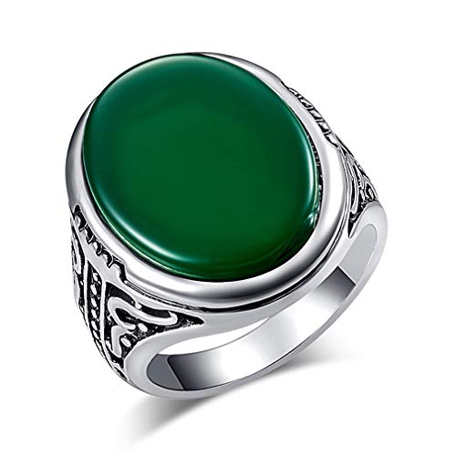 YAZILIND Persönlichkeit Unisex Ring Vintage Geschnitzte Band Ringe Retro Edelstein Schmuck Geburtstagsgeschenk Grün 17.2 von YAZILIND