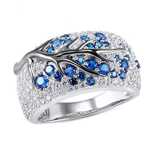 YAZILIND Pflaumenzweige Form Funkelnde Zirkonia Bandringe Elegante Frauen Verlobungsschmuck Blau 20.1 von YAZILIND