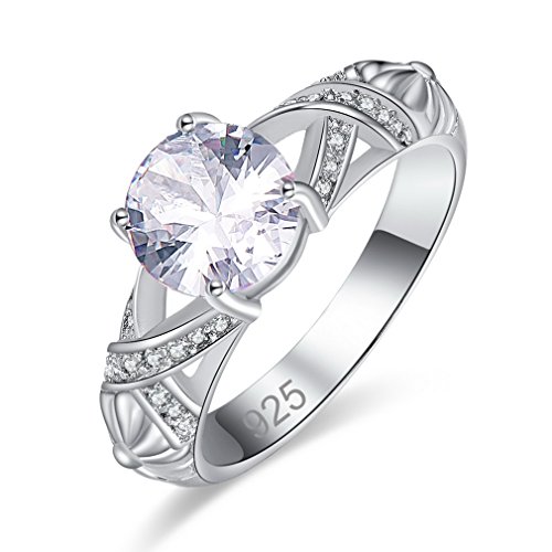 YAZILIND Platin überzogene schicke Zirkon Hohlform eingelegten Strass Hochzeit Ewigkeit Ringe Schmuck für Damen Mädchen Größe 18.1 von YAZILIND