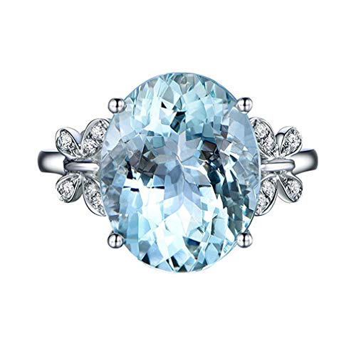 YAZILIND Platinbeschichteter Ring Blau Oval Topas Schmetterling Cubic Zircoin Statement Ehering Ringe Frauen Schmuck Geschenk 16.6 von YAZILIND