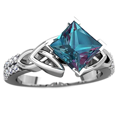 YAZILIND Platinierter Ehering Ring Rhombus Blue Topaz Zirkonia CZ Jubiläum Geburtstagsgeschenk Schmuck 20.1 von YAZILIND