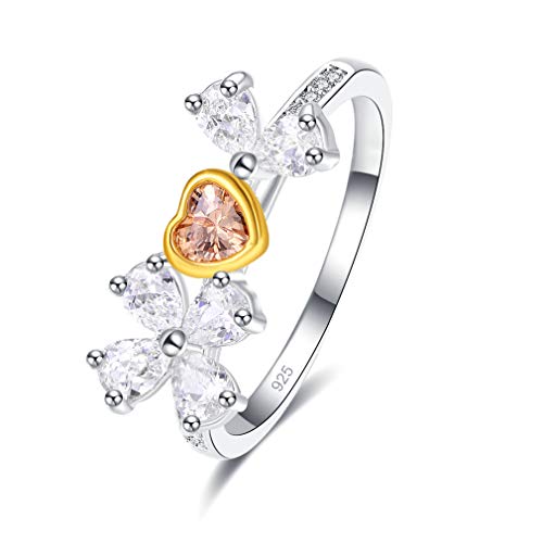 YAZILIND Princess Cut Gelb Kubik Zirkonia Ehering Herzform CZ Verlobungsringe S925 Sterling Silber Schmuck 16.6 von YAZILIND