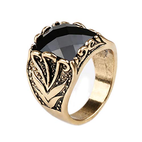 YAZILIND punk gothic retro persönlichkeit ring schwarz edelstein herren band ringe partei schmuck gold 18,8 von YAZILIND