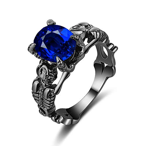YAZILIND Punk Retro Persönlichkeit Übertreibung Ring Schwarz Vergoldet Schädelform mit Saphir Ring Schmuck 20.1 YAZILIND Punk Retro Persönlichkeit Übertreibung Ring Schwarz Vergoldet Schädelform mit Saphir Ring Schmuck 20.1 von YAZILIND
