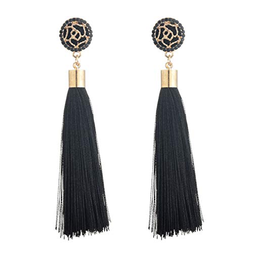 YAZILIND Quaste Ohrringe Bohemian Dangle Drop Ohrringe für Frauen Mädchen Lange Quaste Ohrstecker Frauen Geschenke Schwarz von YAZILIND