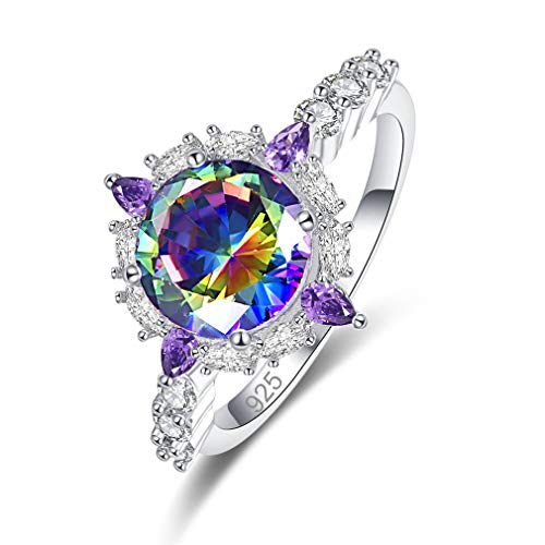 YAZILIND Rainbow Topaz Promise Ehering Verlobungsring für Damen Hochzeit Verlobungsfeier # 1 16.6 von YAZILIND