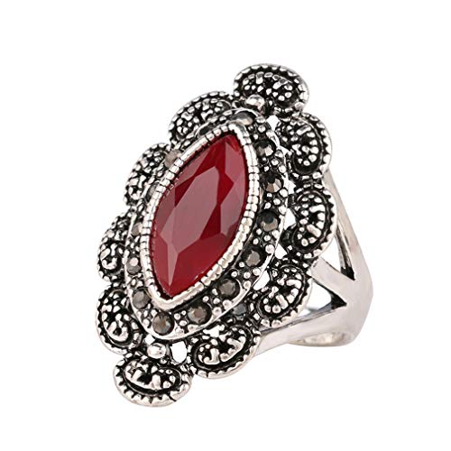 YAZILIND Retro Accessoires Edelstein Ring Damen Statement Elegant Party Schmuck Rot 18.8 von YAZILIND
