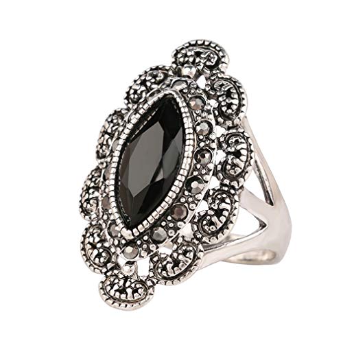 YAZILIND Retro Accessoires Edelstein Ring Damen Statement Elegant Party Schmuck Schwarz 18.8 von YAZILIND