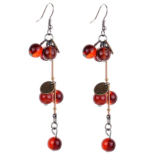 YAZILIND Retro- Dunkelrote Korne lange Legierung baumeln Ohrringe von YAZILIND