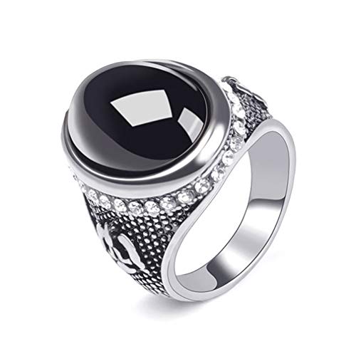 YAZILIND Retro Statement Ring schwarz Edelstein geschnitzt Band Herrenringe Fashion Birthday Party Schmuck Geschenk 18.8 von YAZILIND