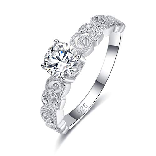 YAZILIND S925 Sterling Silber Ehering Rundschliff Zirkonia Frauenringe Frauen Verlobung Jubiläumsschmuck Weiß 17.2 von YAZILIND