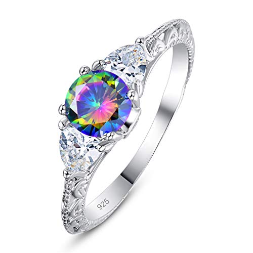 YAZILIND S925 Sterling Silber Farbe Runde Zirkonia CZ Ehering Verlobungsring Frauen Jubiläumsschmuck 18.1 von YAZILIND