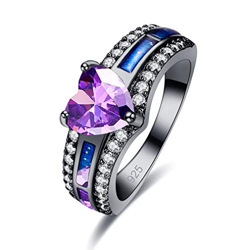 YAZILIND S925 Sterling Silber Frauen Hochzeit Verlobung Versprechen Ring Herzform Zirkonia Lila CZ Schmuck Geschenk 18.1 von YAZILIND