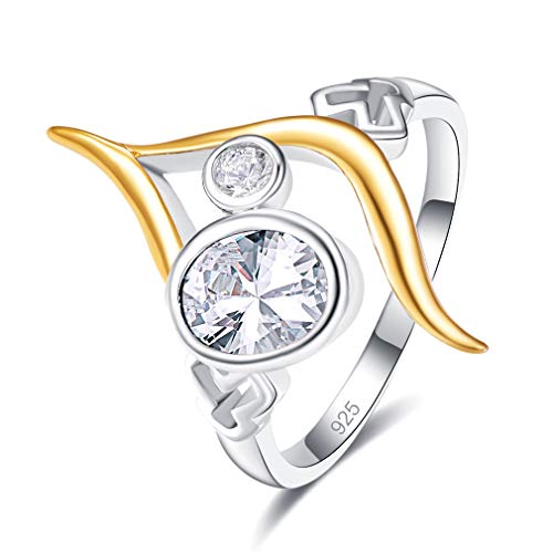 YAZILIND S925 Sterling Silber Ring Glänzender Schnitt Zirkonia Elegante Frauen Elegante Aussage Verlobungsringe Schmuck Weiß 18.8 von YAZILIND