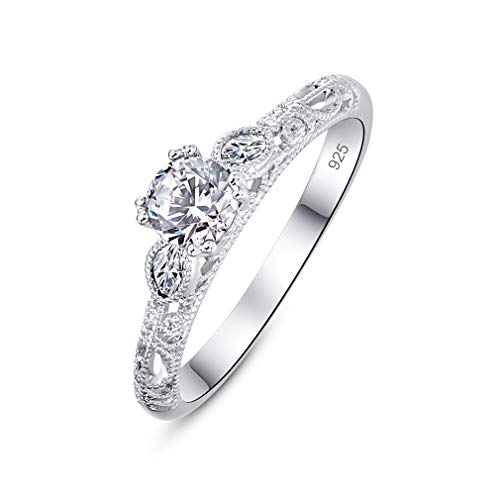 YAZILIND S925 Sterling Silber Weiß Zirkonia CZ Hochzeit Verlobungsring Frauen Jubiläumsschmuck 18.1 von YAZILIND