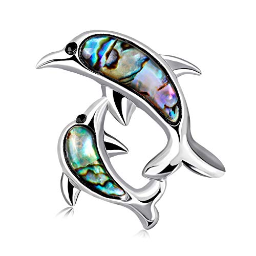 YAZILIND Sea Shell Brosche Delphin Spielerische Form mit Legierung Kragen Pins Corsage Schmuck für Frauen von YAZILIND