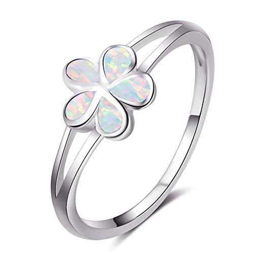 YAZILIND Silber Ehering Blumenform Opal Statement Ringe Ladies Anniversary Jewelry White 20.1 von YAZILIND