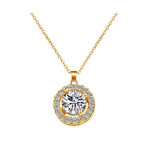 YAZILIND Simple Rround CZ Halskette AAA Zirkonia Mode Anhänger Halsketten Damen Schmuck Geschenk (Gold) von YAZILIND