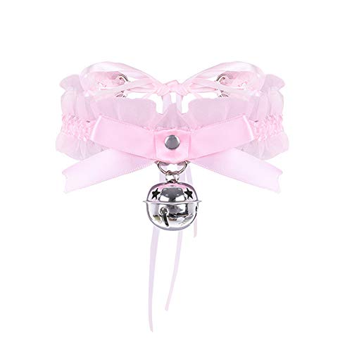 YAZILIND Spitze Lolita Ribbon Bow mit Bell Chokerhalskette Halskette für paar Zurückhalten Vergnügen Spielzeug Rosa von YAZILIND