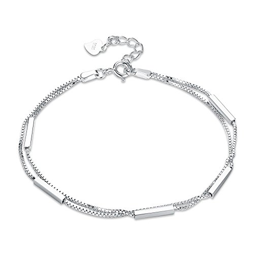 YAZILIND Sterling Silber 925 Armband Double Thin Kette Mode einfachen Stil Damen von YAZILIND