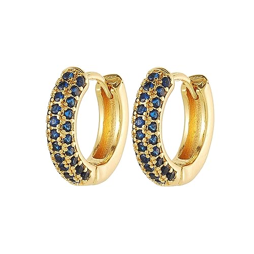 YAZILIND Strass-Ohrringe für Frauen Aussage Leverback Gold plattiert Hiphop Geburtstag empfindliche Ohren Geschenk (blau) von YAZILIND