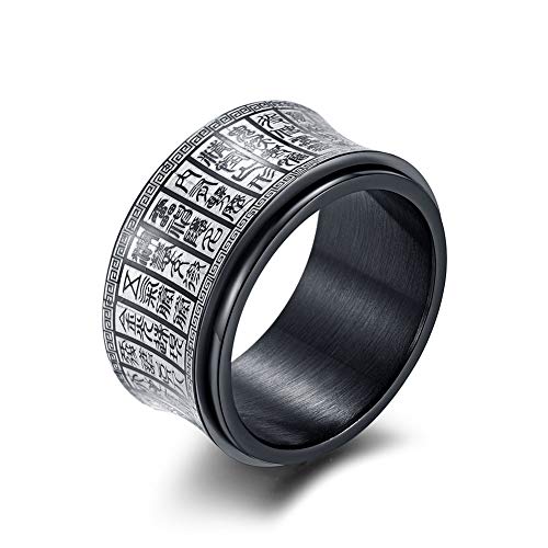 YAZILIND Taoist Inspirational Ring Gebogener Titan Stahl Rotation Ring Daumenband Ring Schwarz 20.7 von YAZILIND