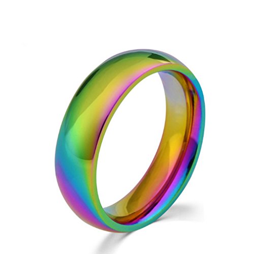 YAZILIND Titan Stahl Ringe westlichen Mode bunten Regenbogen Band ring Multi Größe optional Größe 17.2 von YAZILIND