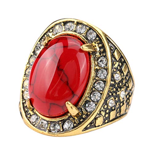 YAZILIND Türkis Ring Retro Stil Rot Edelstein Statement Ringe Vintage Frauen Party Schmuck 18.1 von YAZILIND