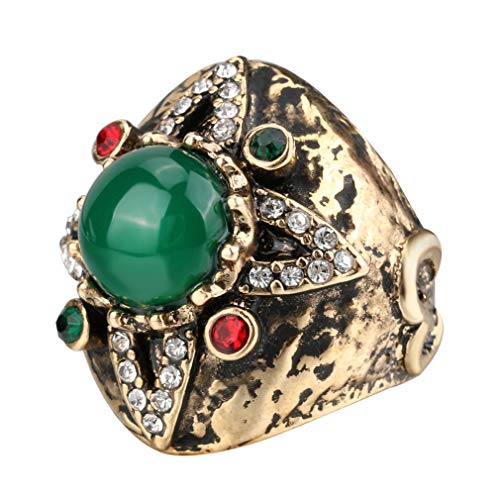 YAZILIND Vintage Edelstein Ring Grün Naturstein Strass Zarte Ringe Exquisite Schmuck Geburtstagsgeschenk 17.2 von YAZILIND