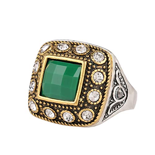 YAZILIND Vintage Palace Stil Ring quadratische Form Edelstein Anweisung Ringe böhmischen Schmuck Geburtstagsgeschenk grün 18.8 von YAZILIND