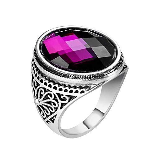 YAZILIND Vintage Runde Zirkonia Band Ringe, Hochzeitstag Band Schmuck Lila 18.1 von YAZILIND