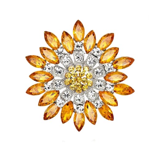 YAZILIND Weihnachten Brosche Pin Luxus Strass Zirkonia Blume-förmige Korsage die Weiblichen Xmas Breastpin Schmuck(Champagne2) von YAZILIND