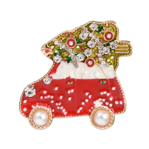 YAZILIND Weihnachten Brosche Pin Schneemann Glocke Stiefel Eis-Schlitten-Rentier-Herz-förmigen Weiblichen Xmas Corsage Breastpin Schmuck(Auto) von YAZILIND