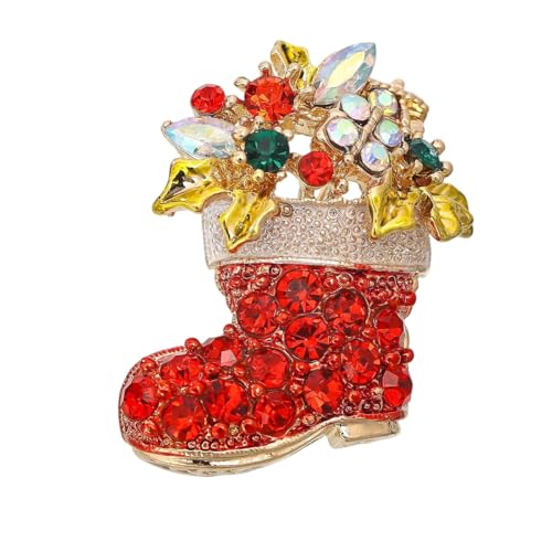 YAZILIND Weihnachten Brosche Pin Schneemann Glocke Stiefel Eis-Schlitten-Rentier-Herz-förmigen Weiblichen Xmas Corsage Breastpin Schmuck(Stiefel) von YAZILIND
